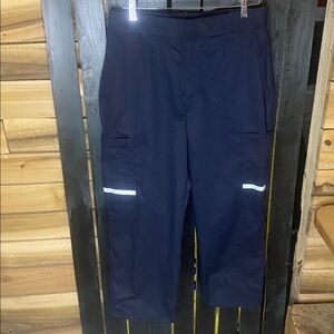 FedEx cropped Navy Blue Cargo Pants with Reflective Stripes waist 32” inseam 24”